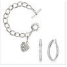 Monet Pave Heart Bracelet and Inside Out Earring Set